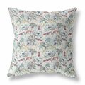 Palacedesigns 16 in. Light Green & Gray Roses Indoor & Outdoor Throw Pillow PA3101400